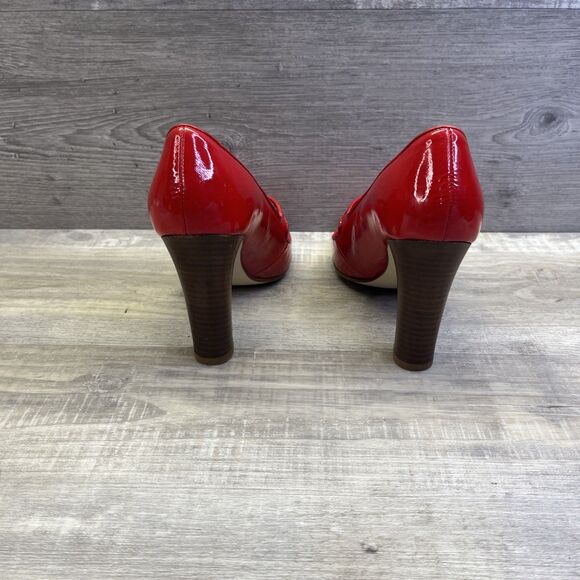 J Crew Patent Leather Womens Red Mary Jane High Heels Pump Size 5.5 Vintage - Picture 6 of 16